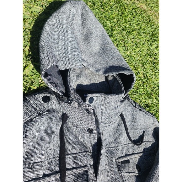Empyre Coat Size Large Parka Jacket Pockets, Gray, Hooded Zipper Button Military - Picture 5 of 8